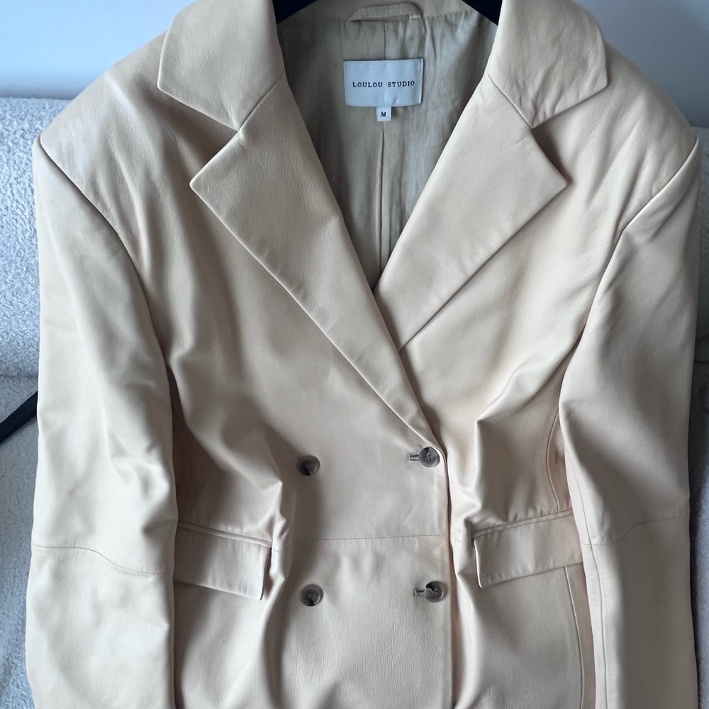 Loulou Studio 100% Lamb Skin
Cream Double-Breasted Women's Jacket - like new